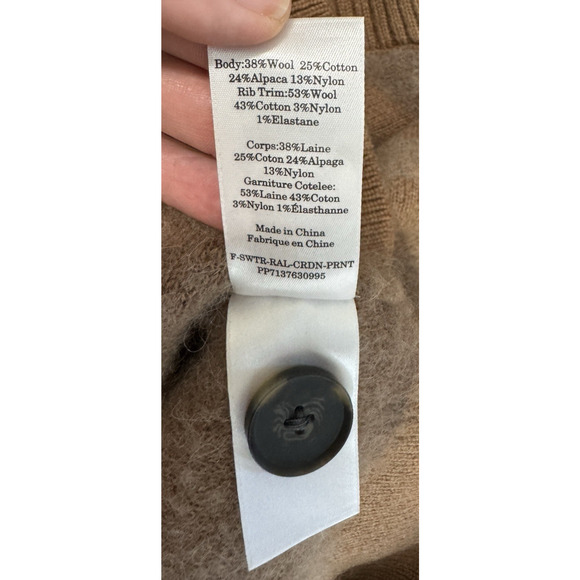 Everlane Alpaca Tiger Jacquard Cardigan Sweater Button Up, XS - Picture 8 of 9